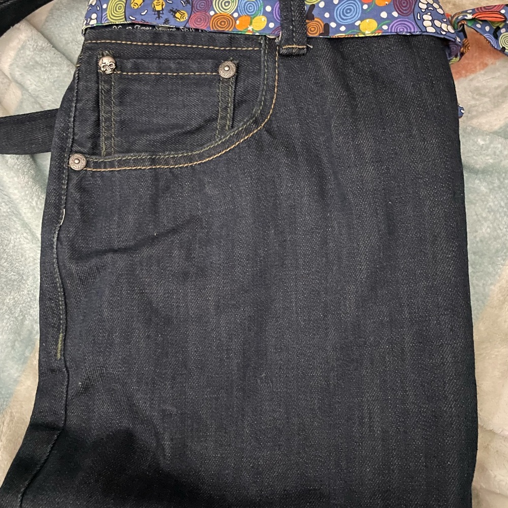 Embroidered Denim Shoulder bag with Colorful Scarf - Picture 3 of 9
